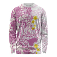 Purple Hawaii Shark Tattoo Long Sleeve Shirt Puakenikeni Lei Plumeria Polynesian Pattern LT14 Unisex Purple - Polynesian Pride
