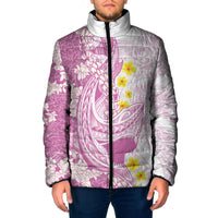Purple Hawaii Shark Tattoo Padded Jacket Puakenikeni Lei Plumeria Polynesian Pattern LT14 Men Purple - Polynesian Pride