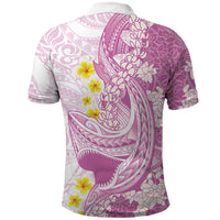 Purple Hawaii Shark Tattoo Polo Shirt Puakenikeni Lei Plumeria Polynesian Pattern