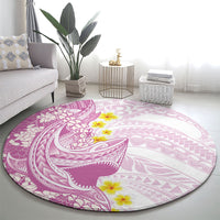 Purple Hawaii Shark Tattoo Round Carpet Puakenikeni Lei Plumeria Polynesian Pattern LT14 - Polynesian Pride