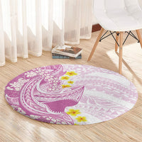 Purple Hawaii Shark Tattoo Round Carpet Puakenikeni Lei Plumeria Polynesian Pattern LT14 - Polynesian Pride