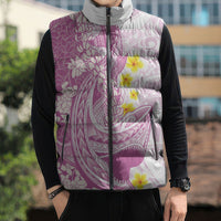 Purple Hawaii Shark Tattoo Sleeveless Puffer Jacket Puakenikeni Lei Plumeria Polynesian Pattern LT14 - Polynesian Pride