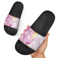 Purple Hawaii Shark Tattoo Slide Sandals Puakenikeni Lei Plumeria Polynesian Pattern LT14 - Polynesian Pride