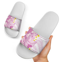 Purple Hawaii Shark Tattoo Slide Sandals Puakenikeni Lei Plumeria Polynesian Pattern LT14 - Polynesian Pride