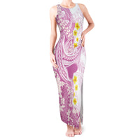 Purple Hawaii Shark Tattoo Tank Maxi Dress Puakenikeni Lei Plumeria Polynesian Pattern LT14 Women Purple - Polynesian Pride