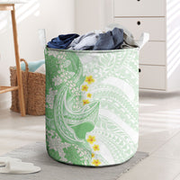 Green Hawaii Shark Tattoo Laundry Basket Puakenikeni Lei Plumeria Polynesian Pattern LT14 Green - Polynesian Pride