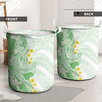 Green Hawaii Shark Tattoo Laundry Basket Puakenikeni Lei Plumeria Polynesian Pattern LT14 - Polynesian Pride