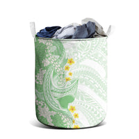 Green Hawaii Shark Tattoo Laundry Basket Puakenikeni Lei Plumeria Polynesian Pattern LT14 - Polynesian Pride