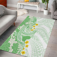 Green Hawaii Shark Tattoo Area Rug Puakenikeni Lei Plumeria Polynesian Pattern LT14 - Polynesian Pride