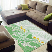 Green Hawaii Shark Tattoo Area Rug Puakenikeni Lei Plumeria Polynesian Pattern LT14 - Polynesian Pride