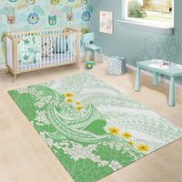 Green Hawaii Shark Tattoo Area Rug Puakenikeni Lei Plumeria Polynesian Pattern LT14 - Polynesian Pride