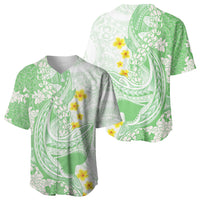 Green Hawaii Shark Tattoo Baseball Jersey Puakenikeni Lei Plumeria Polynesian Pattern LT14 - Polynesian Pride