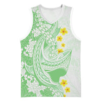 Green Hawaii Shark Tattoo Basketball Jersey Puakenikeni Lei Plumeria Polynesian Pattern LT14 Unisex Green - Polynesian Pride