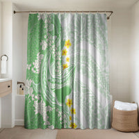 Green Hawaii Shark Tattoo Bathroom Set Puakenikeni Lei Plumeria Polynesian Pattern LT14 Shower Curtain Only Green - Polynesian Pride