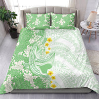 Green Hawaii Shark Tattoo Bedding Set Puakenikeni Lei Plumeria Polynesian Pattern LT14 - Polynesian Pride