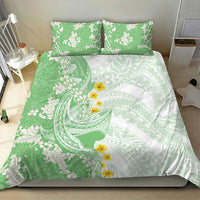 Green Hawaii Shark Tattoo Bedding Set Puakenikeni Lei Plumeria Polynesian Pattern LT14 - Polynesian Pride
