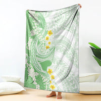 Green Hawaii Shark Tattoo Blanket Puakenikeni Lei Plumeria Polynesian Pattern LT14 - Polynesian Pride