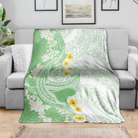 Green Hawaii Shark Tattoo Blanket Puakenikeni Lei Plumeria Polynesian Pattern LT14 - Polynesian Pride