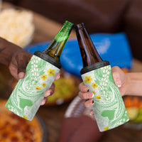 Green Hawaii Shark Tattoo 4 in 1 Can Cooler Tumbler Puakenikeni Lei Plumeria Polynesian Pattern LT14 - Polynesian Pride