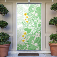 Green Hawaii Shark Tattoo Door Cover Puakenikeni Lei Plumeria Polynesian Pattern LT14 Green - Polynesian Pride