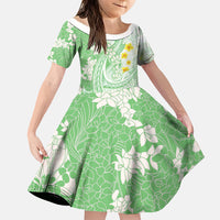 Green Hawaii Shark Tattoo Family Matching Summer Maxi Dress and Hawaiian Shirt Puakenikeni Lei Plumeria Polynesian Pattern