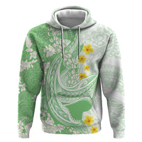 Green Hawaii Shark Tattoo Hoodie Puakenikeni Lei Plumeria Polynesian Pattern LT14 Pullover Hoodie Green - Polynesian Pride