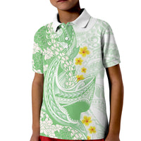 Green Hawaii Shark Tattoo Kid Polo Shirt Puakenikeni Lei Plumeria Polynesian Pattern LT14 Kid Green - Polynesian Pride