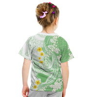 Green Hawaii Shark Tattoo Kid T Shirt Puakenikeni Lei Plumeria Polynesian Pattern LT14 - Polynesian Pride