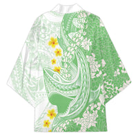 Green Hawaii Shark Tattoo Kimono Puakenikeni Lei Plumeria Polynesian Pattern LT14 - Polynesian Pride