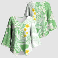 Green Hawaii Shark Tattoo Kimono Sleeve Blouse Puakenikeni Lei Plumeria Polynesian Pattern LT14 - Polynesian Pride