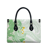 Green Hawaii Shark Tattoo Leather Bag Puakenikeni Lei Plumeria Polynesian Pattern LT14 - Polynesian Pride