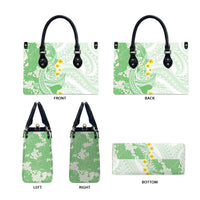 Green Hawaii Shark Tattoo Leather Bag Puakenikeni Lei Plumeria Polynesian Pattern LT14 - Polynesian Pride
