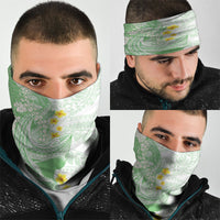 Green Hawaii Shark Tattoo Neck Gaiter Puakenikeni Lei Plumeria Polynesian Pattern LT14 - Polynesian Pride