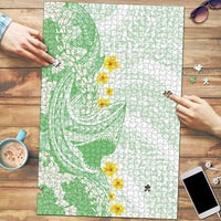 Green Hawaii Shark Tattoo Puzzle Puakenikeni Lei Plumeria Polynesian Pattern LT14 Green - Polynesian Pride