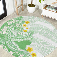Green Hawaii Shark Tattoo Round Carpet Puakenikeni Lei Plumeria Polynesian Pattern LT14 Green - Polynesian Pride