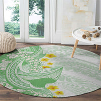 Green Hawaii Shark Tattoo Round Carpet Puakenikeni Lei Plumeria Polynesian Pattern LT14 - Polynesian Pride