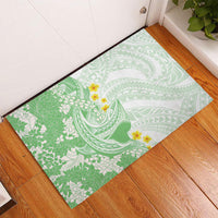 Green Hawaii Shark Tattoo Rubber Doormat Puakenikeni Lei Plumeria Polynesian Pattern LT14 - Polynesian Pride