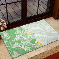 Green Hawaii Shark Tattoo Rubber Doormat Puakenikeni Lei Plumeria Polynesian Pattern LT14 - Polynesian Pride