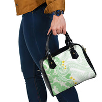 Green Hawaii Shark Tattoo Shoulder Handbag Puakenikeni Lei Plumeria Polynesian Pattern LT14 - Polynesian Pride