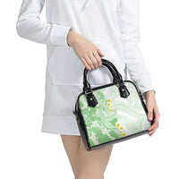 Green Hawaii Shark Tattoo Shoulder Handbag Puakenikeni Lei Plumeria Polynesian Pattern LT14 - Polynesian Pride
