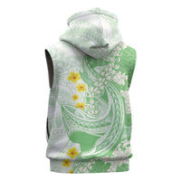 Green Hawaii Shark Tattoo Sleeveless Hoodie Puakenikeni Lei Plumeria Polynesian Pattern LT14 - Polynesian Pride
