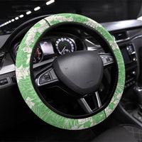 Green Hawaii Shark Tattoo Steering Wheel Cover Puakenikeni Lei Plumeria Polynesian Pattern LT14 Universal Fit Green - Polynesian Pride