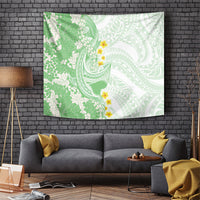 Green Hawaii Shark Tattoo Tapestry Puakenikeni Lei Plumeria Polynesian Pattern LT14 Green - Polynesian Pride