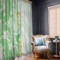 Green Hawaii Shark Tattoo Window Curtain Puakenikeni Lei Plumeria Polynesian Pattern LT14 - Polynesian Pride