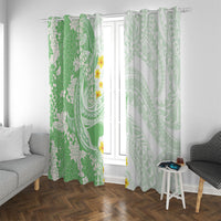 Green Hawaii Shark Tattoo Window Curtain Puakenikeni Lei Plumeria Polynesian Pattern LT14 With Grommets Green - Polynesian Pride