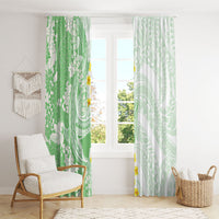 Green Hawaii Shark Tattoo Window Curtain Puakenikeni Lei Plumeria Polynesian Pattern LT14 - Polynesian Pride