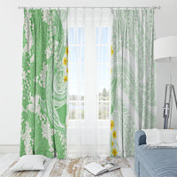 Green Hawaii Shark Tattoo Window Curtain Puakenikeni Lei Plumeria Polynesian Pattern LT14 - Polynesian Pride