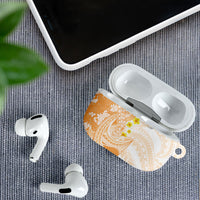 Orange Hawaii Shark Tattoo AirPods Case Puakenikeni Lei Plumeria Polynesian Pattern LT14 - Polynesian Pride