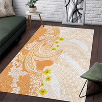 Orange Hawaii Shark Tattoo Area Rug Puakenikeni Lei Plumeria Polynesian Pattern LT14 Orange - Polynesian Pride