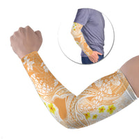 Orange Hawaii Shark Tattoo Arm Sleeves Puakenikeni Lei Plumeria Polynesian Pattern LT14 Set of 2 Orange - Polynesian Pride